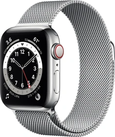 Apple Watch Series 6 (GPS + Cellular) 40mm Edelstahl silber mit Milanaise-Armband silber