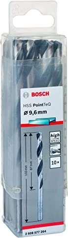 Bosch Professional HSS PointTeQ Spiralbohrer, 9.6x87x133mm, 10 Stück