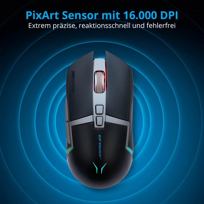 Medion Erazer Supporter P13 Wireless Gaming Mouse, schwarz, USB