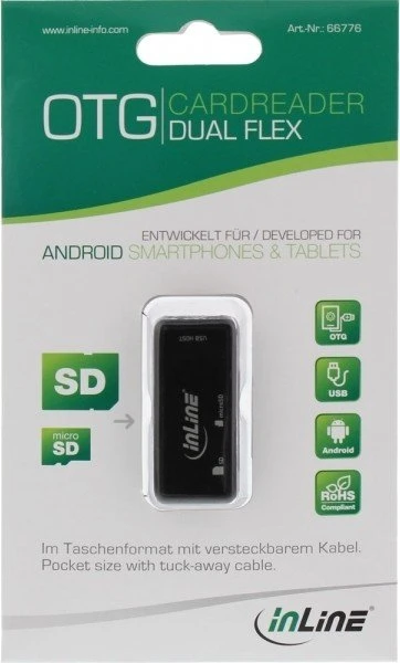 InLine OTG Dual Flex Dual-Slot-Cardreader, USB 2.0 Micro-B [Stecker]