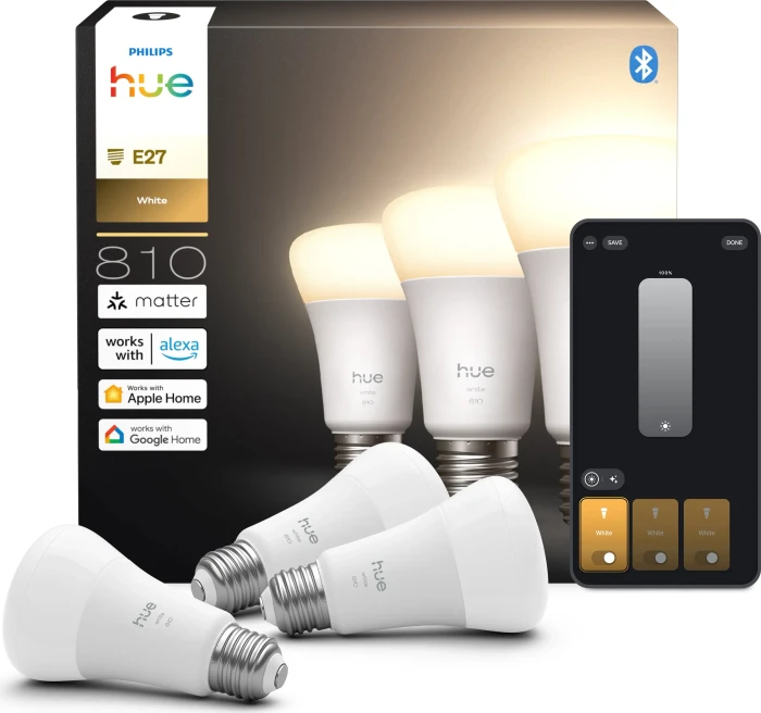 Philips Hue White 1600 LED-Bulb E27 7W/827, 3 Stück