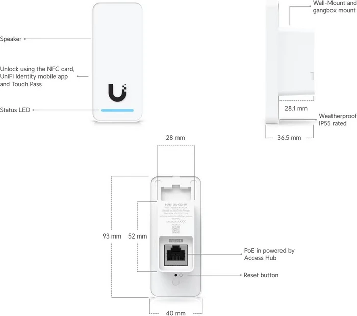 Ubiquiti Access Reader G3 schwarz, RFID-Reader