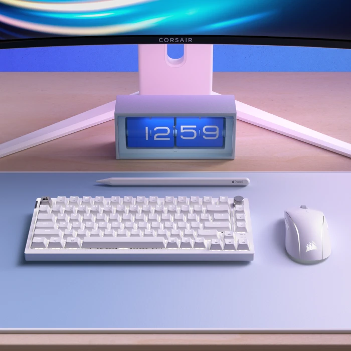 Corsair Gaming K65 Plus Wireless 75% RGB, Frost White, für Mac, MLX RED, USB/Bluetooth, DE