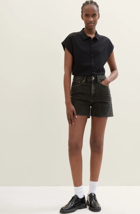 Tom Tailor Mom Jeansshorts Jeans clean dark stone black denim (Damen)