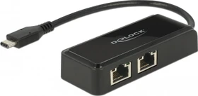 DeLOCK LAN-Adapter, 2x RJ-45, USB-C 3.0 [Stecker] (63927)
