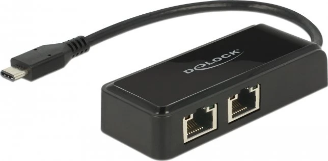DeLOCK LAN-Adapter, 2x RJ-45, USB-C 3.0 [Stecker]