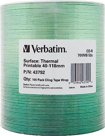 Verbatim DataLifePlus CD-R 80min/700MB, 52x, 100er Spindel, thermal printable, ohne ID