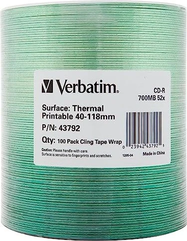 Verbatim DataLifePlus CD-R 80min/700MB, 52x, 100er Spindel, thermal printable, ohne ID