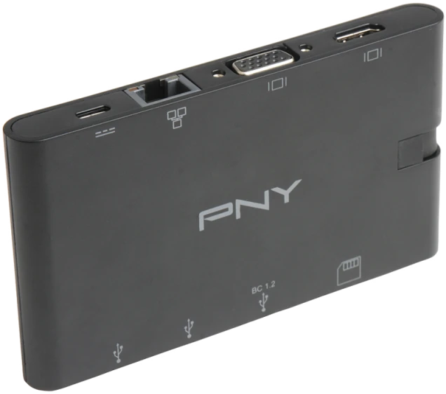 PNY All-in-One USB-C Mini Portable Dock, USB-C 3.0 [Stecker]