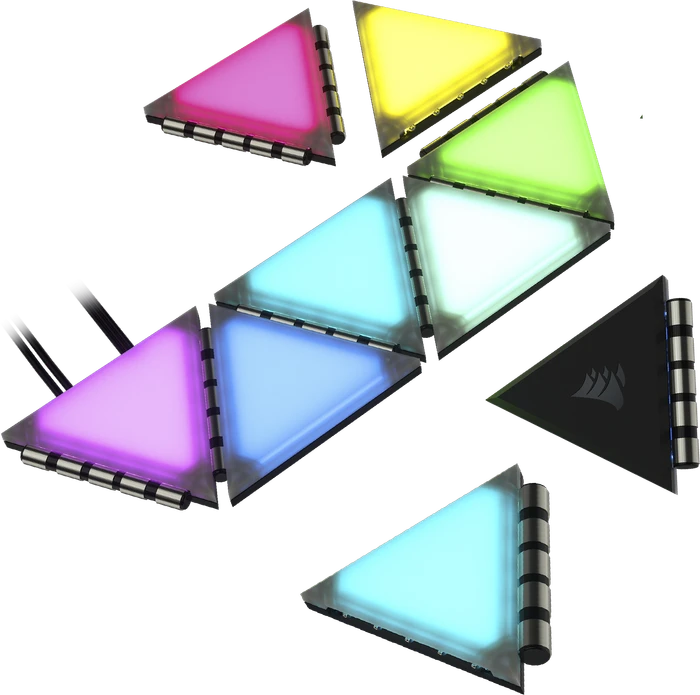 Corsair iCUE LC100 Case Accent Lighting Panels Mini Triangle Starter Kit, RGB-Beleuchtungsset, 9er-Pack, schwarz