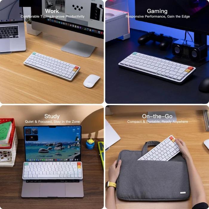 NuPhy Air65 V3 Mac/PC, Nova White, weiß/silber, hot-swap, Low-Profile Blush nano, USB/Bluetooth, DE