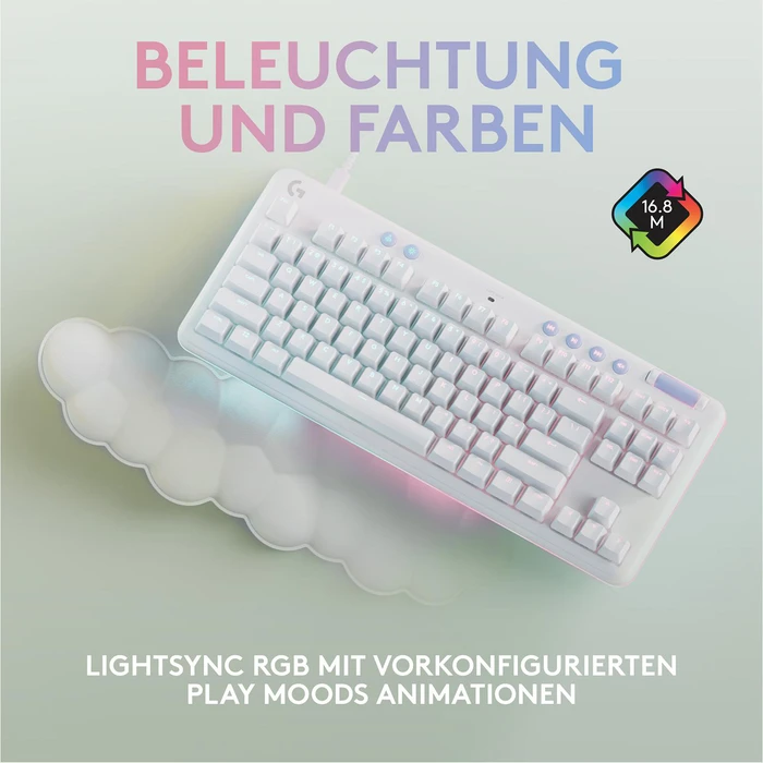 Logitech G713 Gaming Keyboard, TKL, Aurora, weiß, GX-BROWN, USB, ES