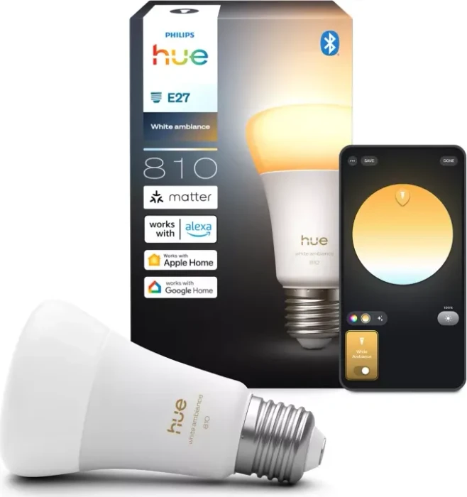 Philips HUE White Ambiance Smart LED A60 E27 810 6W,