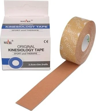 Nasara Kinesiology Tape Rollen 5m x 2.5cm beige, 2 Stück