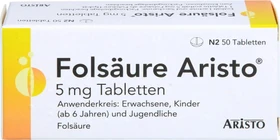 Aristo Pharma Folsäure Aristo 5mg Tabletten, 50 Stück