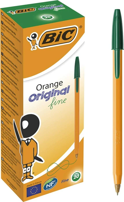 BIC Orange Original fine 0.35mm Kugelschreiber (Mine) grün/orange, 20er-Pack