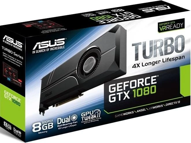 ASUS Turbo GeForce GTX 1080, TURBO-GTX1080-8G, 8GB GDDR5X, DVI, 2x HDMI, 2x DP