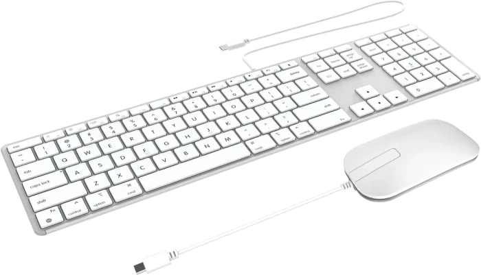 ZAGG Wired Combo, Tastatur & Maus für macOs und iPadOS, weiß/silber, USB-C, CH