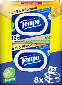 Tempo Sanft & Pflegend feuchte Toilettentücher, 672 Stück (16x 42 Stück)