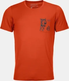 Ortovox 185 Merino Way To Powder Funktionsshirt kurzarm desert orange (Herren)