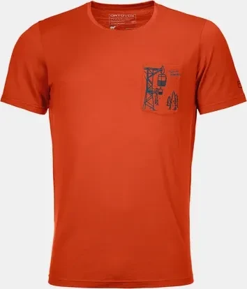 Ortovox 185 Merino Way To Powder Funktionsshirt kurzarm desert orange (Herren)