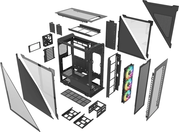 Thermaltake Divider 500 TG ARGB, schwarz, Glasfenster