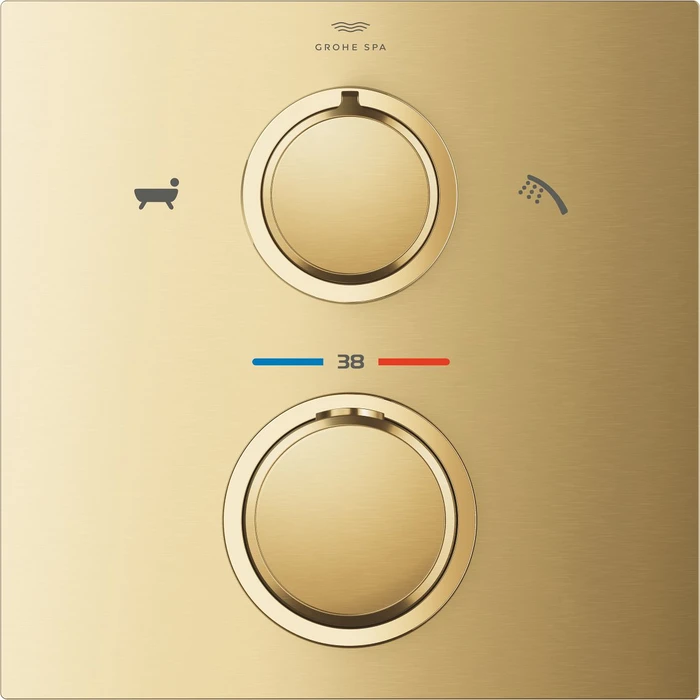 Grohe Allure Thermostat-Wannenbatterie mit integrierter 2-Wege-Umstellung cool sunrise gebürstet