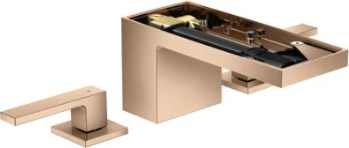 Hansgrohe Axor MyEdition 3-Loch Waschbeckenarmatur 70 mit Push-Open Ablaufgarnitur ohne Platte polished red gold