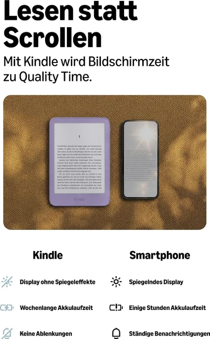 Amazon Kindle 13. Gen, Leuchtendes Lila, 16GB Flash, mit Werbung [2026]