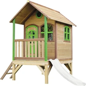 Axi Spielhaus Tom braun/grün mit Rutsche weiß