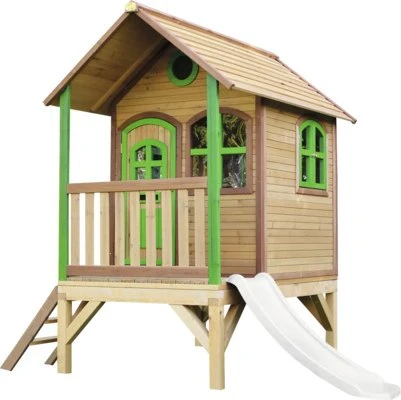 Axi Spielhaus Tom braun/grün mit Rutsche weiß