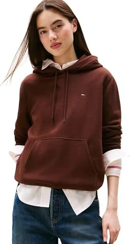 Tommy Hilfiger Flag Embroidery Fleece Drawstring Hoodie rich brown (Damen)