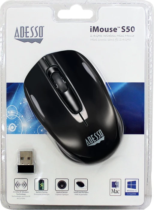 Adesso iMouse S50 Wireless Mini Mouse schwarz, USB
