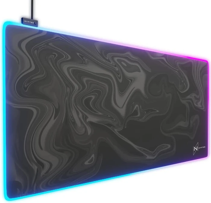Nyfter Nyfpad RGB XXL Liquid Premium Gaming Mousepad, 900x500mm, Design grau/weiß