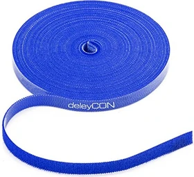 deleyCON Klett-Kabelbinder, 10mm, 10m, blau