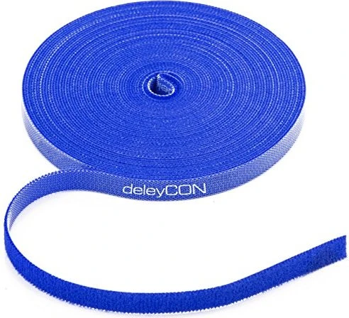 deleyCON Klett-Kabelbinder, 10mm, 10m, blau