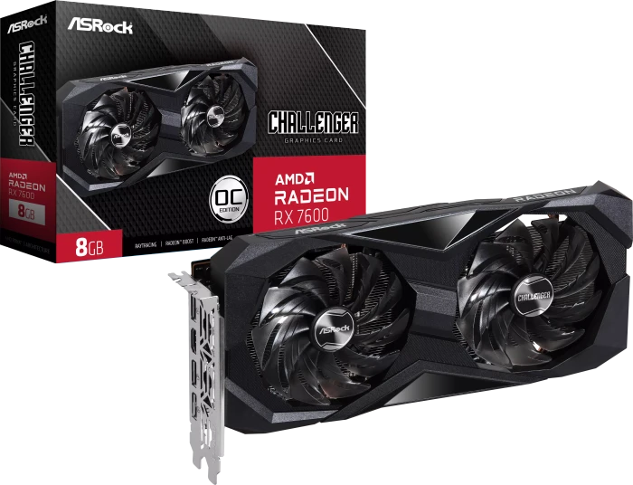 ASRock Radeon RX 7600 Challenger 8GB OC, RX7600 CL 8GO, 8GB GDDR6, HDMI, 3x DP