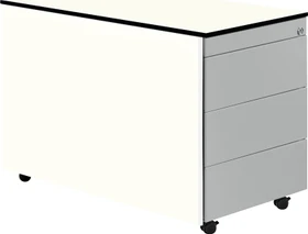 mauser Rollcontainer line, 1x Utensilienauszug, 3x Materialschublade, reinweiß/weiß/weißaluminium