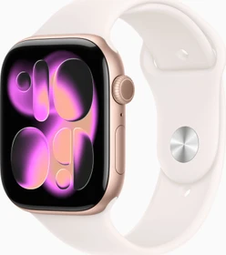 Apple Watch Series 11 (GPS) 46mm Aluminium rosegold mit Sportarmband S/M blassrosa