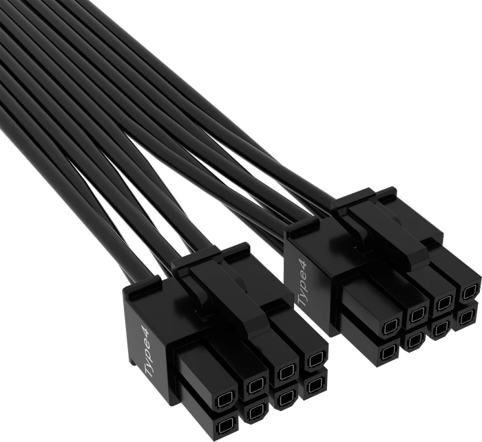 Corsair PSU Cable Type 4 - 600W PCIe 5.0 12VHPWR, 2x 8-Pin PCIe Stecker auf 16-Pin PCIe 5.0 12VHPWR Stecker, Adapterkabel, schwarz, 65cm