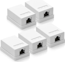 deleyCON Cat6a Anschlussdose Aufputz weiß, 1x RJ-45, 5er-Pack