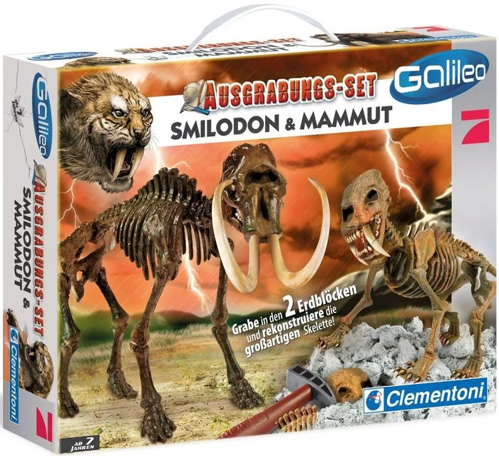 Clementoni Galileo Ausgrabungs-Set Smilodon & Mammut