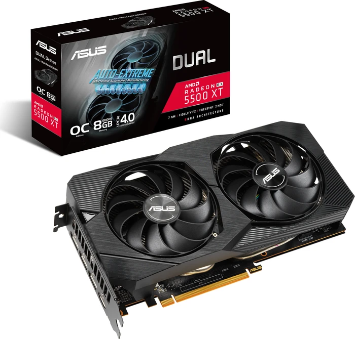 ASUS Dual Radeon RX 5500 XT OC EVO, DUAL-RX5500XT-O8G-EVO, 8GB GDDR6, HDMI, 3x DP