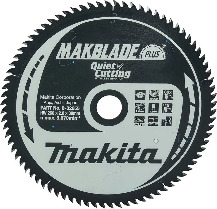 Makita Makblade Plus Kreissägeblatt 80Z, 260x2.8x30mm, 1 Stück