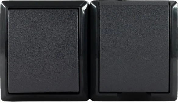 REV Ritter AquaForm Aus-/Wechselschalter + Steckdose AP IP44 waagerecht, anthrazit