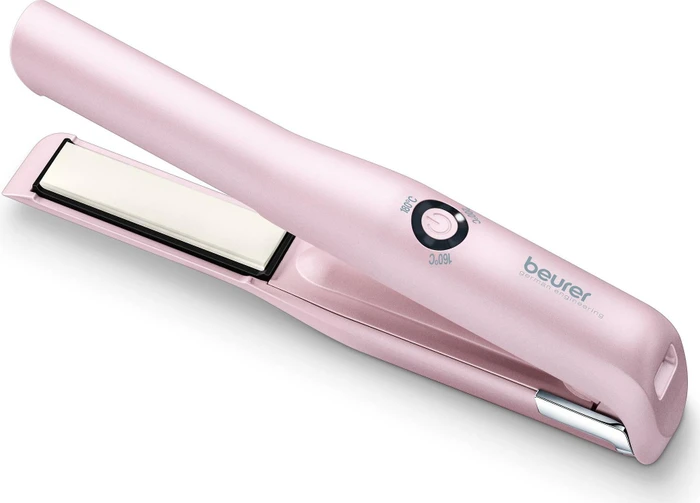 Beurer Mini-Haarglätter HS 20 | kabellos & akkubetrieben | 3 Temperaturstufen | Keramik-Turmalin | USB | rosa Image