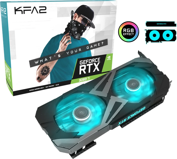 KFA2 GeForce RTX 3060 Ti EX (1-Click OC) LHR, 8GB GDDR6, HDMI, 3x DP