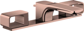 Hansgrohe Axor Urquiola 3-Loch Waschtischarmatur 50 mit Platte und Zugstangen-Ablaufgarnitur polished red gold