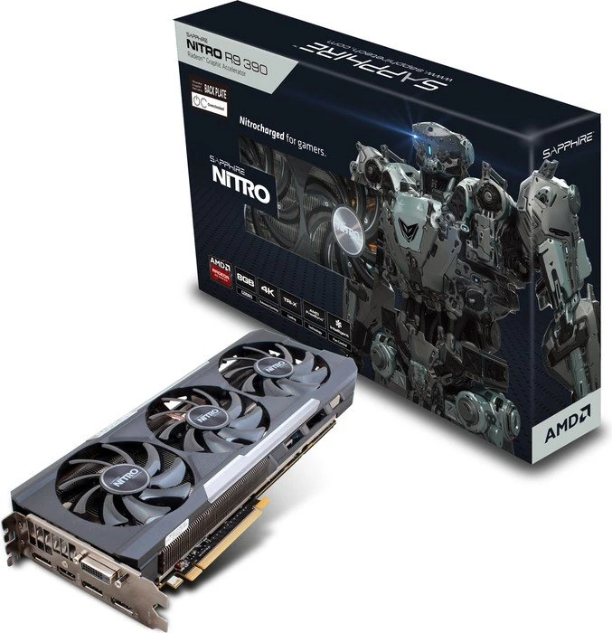 Sapphire Radeon R9 390 Nitro + Backplate, 8GB GDDR5, DVI, HDMI, 3x DP, lite retail