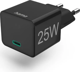 Hama Schnellladegerät USB-C PD/Qualcomm Mini-Ladegerät 25W schwarz